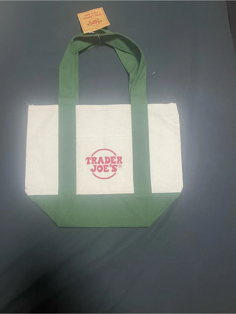 Trader Joe's Green and White Canvas Tote